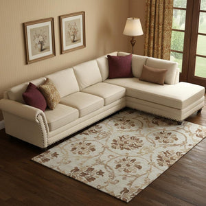 HomeRoots 8' X 10' Terra Cotta Floral Washable Area Rug with UV Protection - Stylish, Durable, and Easy Care! 664012