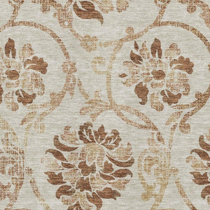 HomeRoots 8' X 10' Terra Cotta Floral Washable Area Rug with UV Protection - Stylish, Durable, and Easy Care! 664012