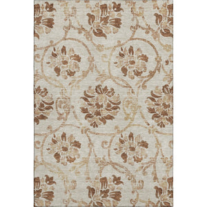 HomeRoots 10' X 14' Washable Floral Area Rug in Terra Cotta & Beige - Durable, UV-Protected for Family Spaces 664014