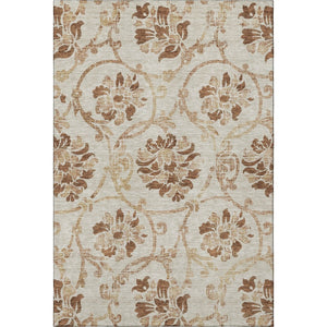 HomeRoots 10' X 14' Washable Floral Area Rug in Terra Cotta & Beige - Durable, UV-Protected for Family Spaces 664014