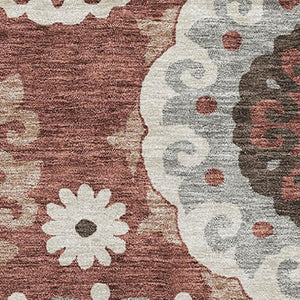 HomeRoots 5' X 8' Rust Gray Beige Medallion Area Rug - Washable, UV-Protected, Stylish & Durable for Any Room 664046