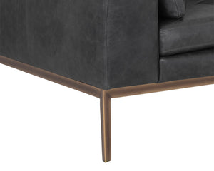 Sunpan Burr Sofa - Modern Masculine Design with Oversized Comfort and Antique Brass Accents for Your Space Serbia Black Leather