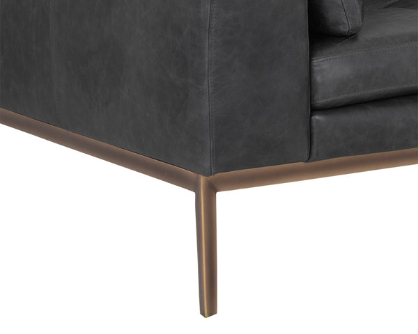 Sunpan Burr Sofa - Modern Masculine Design with Oversized Comfort and Antique Brass Accents for Your Space Serbia Black Leather