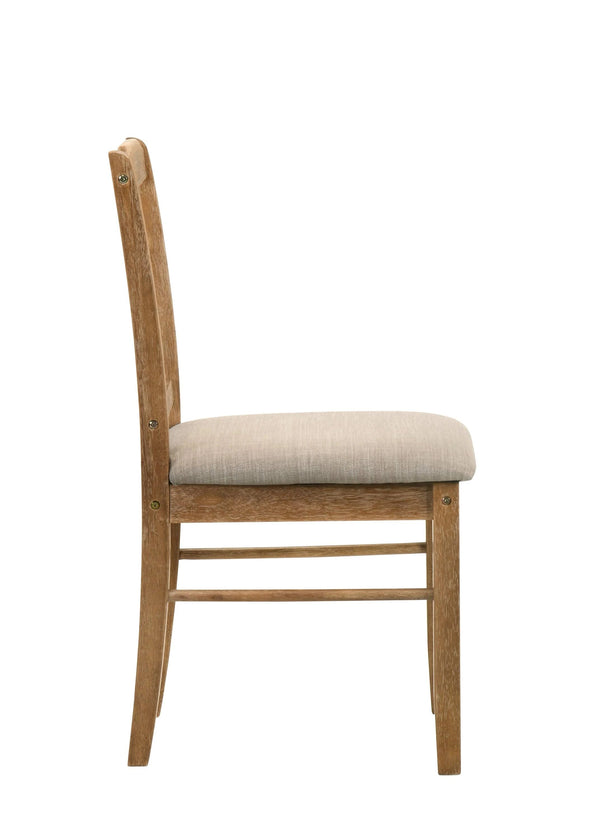 English Elm 5 Piece Antique Natural Oak Wood Dining Set with Cushioned Chairs, Compact Solid Wood Table Brown B011P379420