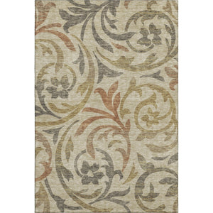 HomeRoots 9' X 12' Washable Beige Gold Brown Floral Area Rug with UV Protection – Durable, Stylish, Easy Care! 664091