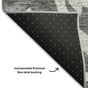 HomeRoots 8' X 10' Charcoal Floral Area Rug – Washable, UV-Protected, Stylish & Durable for High-Traffic Areas 664108
