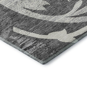 HomeRoots 8' X 10' Charcoal Floral Area Rug – Washable, UV-Protected, Stylish & Durable for High-Traffic Areas 664108