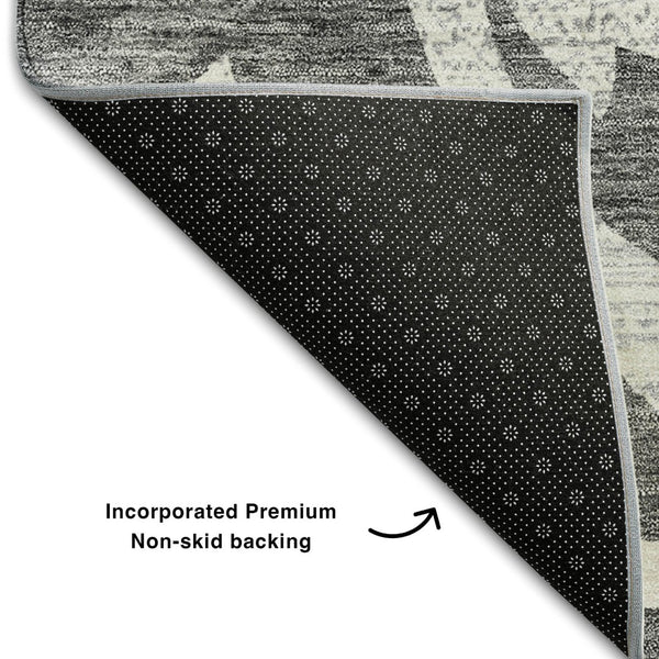 HomeRoots 9' X 12' Charcoal Floral Area Rug - Washable, UV-Protected, Durable, Perfect for High-Traffic Homes 664109
