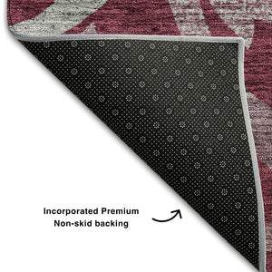 HomeRoots 10' Burgundy Gray Silver Floral Washable Area Rug - Durable, Stylish, UV Protected for Large Spaces 664116
