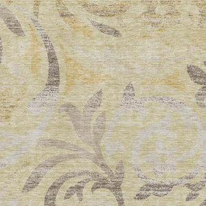 HomeRoots 5' X 8' Stunning Gold Beige Taupe Floral Washable Area Rug – UV Protected, Durable & Stylish Decor 664118