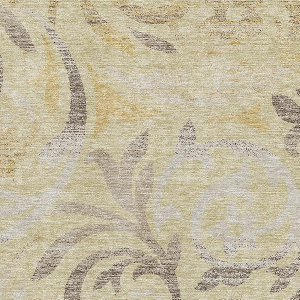 HomeRoots 5' X 8' Stunning Gold Beige Taupe Floral Washable Area Rug – UV Protected, Durable & Stylish Decor 664118