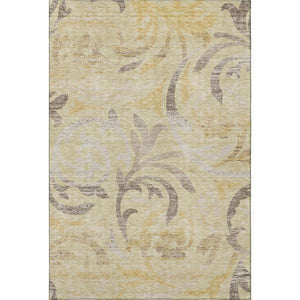 HomeRoots 8' X 10' Floral Area Rug in Gold, Beige, and Taupe - Washable, UV Protected, Durable & Stylish Decor 664120