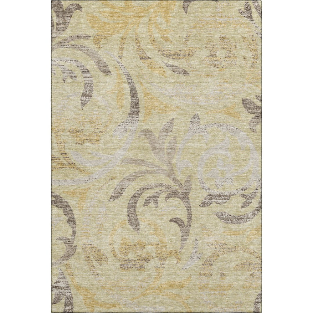 HomeRoots 10' Transitional Floral Area Rug in Gold, Beige & Taupe - Washable, UV-Protected & Durable Design 664122