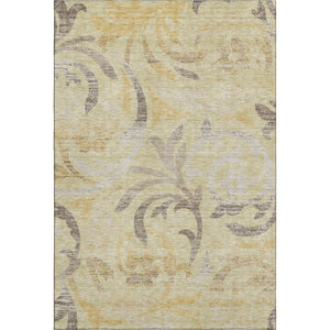 HomeRoots 10' Transitional Floral Area Rug in Gold, Beige & Taupe - Washable, UV-Protected & Durable Design 664122