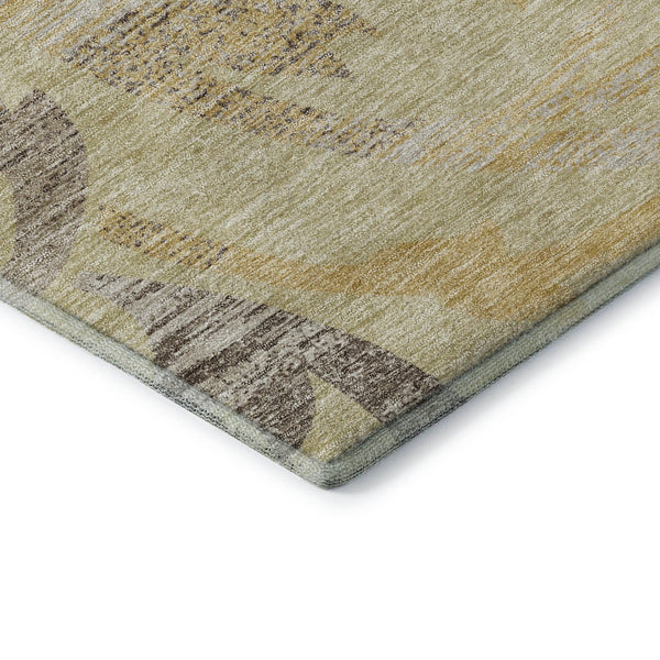 HomeRoots 10' Transitional Floral Area Rug in Gold, Beige & Taupe - Washable, UV-Protected & Durable Design 664122