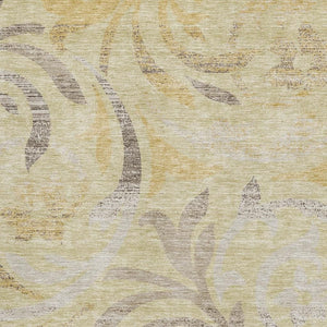 HomeRoots 10' Transitional Floral Area Rug in Gold, Beige & Taupe - Washable, UV-Protected & Durable Design 664122