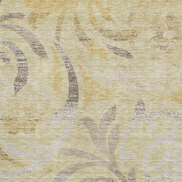 HomeRoots 10' Transitional Floral Area Rug in Gold, Beige & Taupe - Washable, UV-Protected & Durable Design 664122