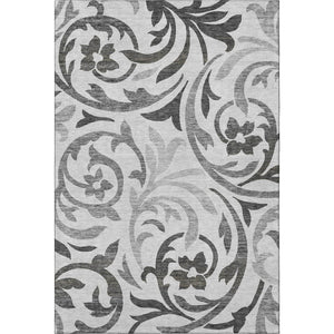 HomeRoots 8' X 10' Gray Ivory Silver Floral Area Rug - Stylish, Washable, Stain Resistant & UV Protected Decor 664126