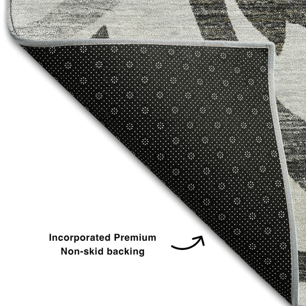 HomeRoots 10' Gray Ivory and Silver Floral Washable Area Rug - Durable, UV-Protected, Perfect for Busy Homes 664128