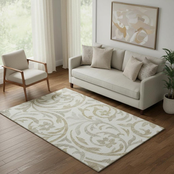 HomeRoots 5' X 8' Elegant Floral Washable Area Rug with UV Protection - Durable, Stain Resistant, Timeless Design 664136