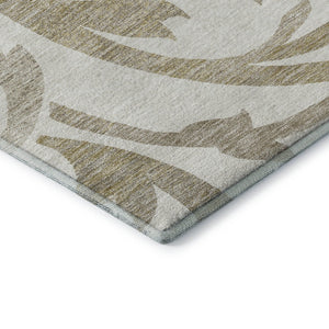 HomeRoots 9' X 12' Elegant Ivory Beige Taupe Floral Washable Area Rug with UV Protection for Busy Homes 664139