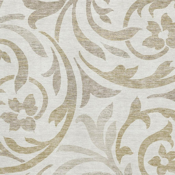 HomeRoots 9' X 12' Elegant Ivory Beige Taupe Floral Washable Area Rug with UV Protection for Busy Homes 664139