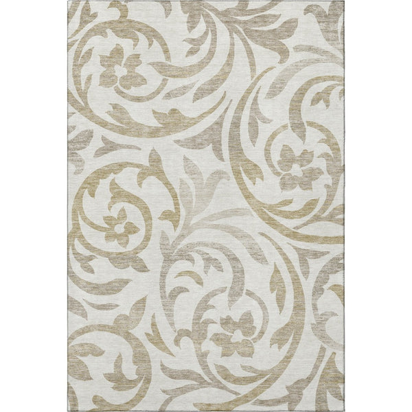 HomeRoots 10' X 14' Elegant Ivory, Beige & Taupe Floral Washable Area Rug with UV Protection for Homes 664140