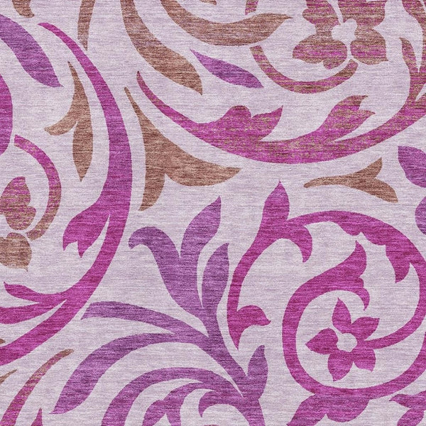 HomeRoots 5' X 8' Elegant Lavender Blush & Ivory Floral Area Rug - Washable, UV Protected for Family Homes 664142