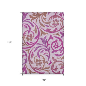 HomeRoots 8' X 10' Elegant Lavender Blush Floral Area Rug - Washable, UV-Protected, Stain-Resistant Design! 664144