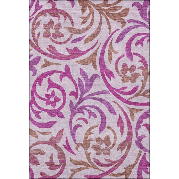 HomeRoots 8' X 10' Elegant Lavender Blush Floral Area Rug - Washable, UV-Protected, Stain-Resistant Design! 664144