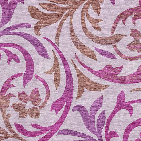 HomeRoots 9' X 12' Floral Area Rug in Lavender Blush & Ivory - Washable, Durable, Stain-Resistant with UV Protection 664145