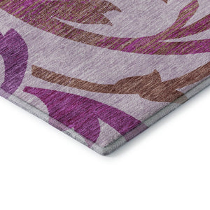 HomeRoots 10' Floral Lavender Blush & Ivory Area Rug - Washable, UV Protected, Durable Design for Families 664146