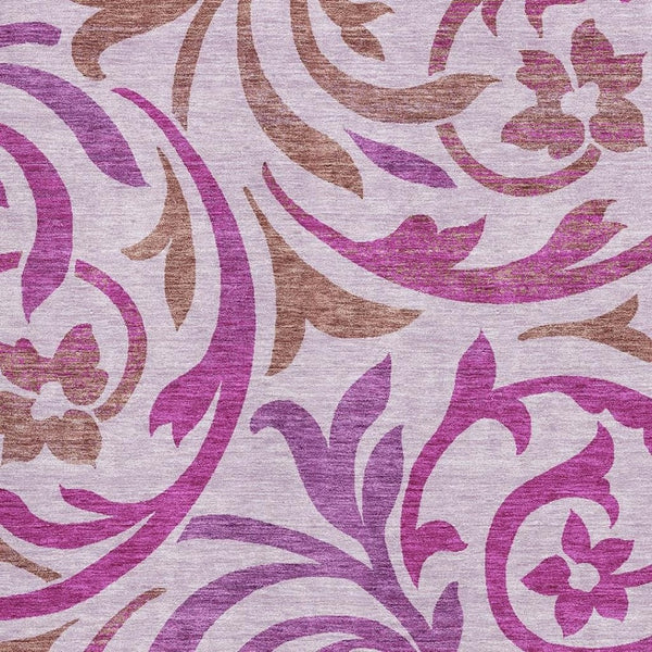 HomeRoots 10' Floral Lavender Blush & Ivory Area Rug - Washable, UV Protected, Durable Design for Families 664146