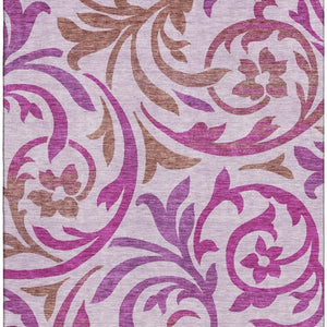 HomeRoots 10' Floral Lavender Blush & Ivory Area Rug - Washable, UV Protected, Durable Design for Families 664146