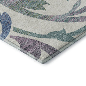 HomeRoots 5' X 8' Timeless Floral Washable Area Rug in White, Sage & Mauve with UV Protection & Durability 664154