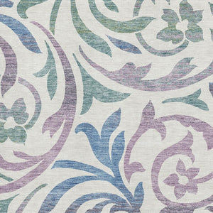 HomeRoots 5' X 8' Timeless Floral Washable Area Rug in White, Sage & Mauve with UV Protection & Durability 664154