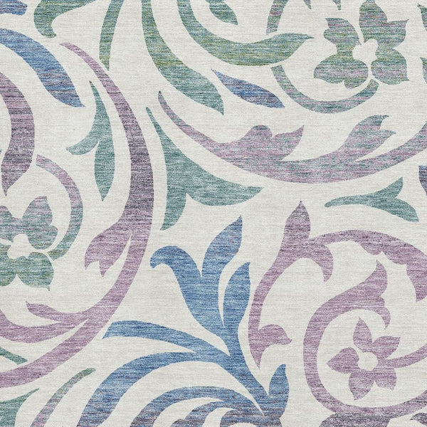 HomeRoots 5' X 8' Timeless Floral Washable Area Rug in White, Sage & Mauve with UV Protection & Durability 664154