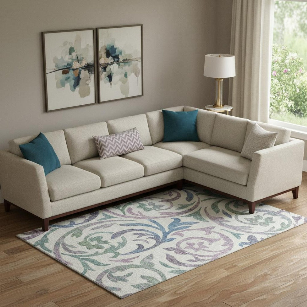 HomeRoots 8' X 10' Elegant White Sage and Mauve Floral Area Rug - Washable, Stain-Resistant, UV Protected Design 664156