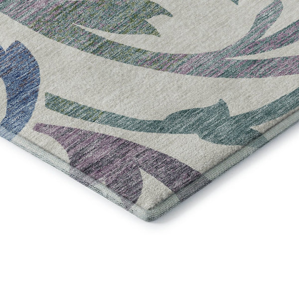 HomeRoots 8' X 10' Elegant White Sage and Mauve Floral Area Rug - Washable, Stain-Resistant, UV Protected Design 664156