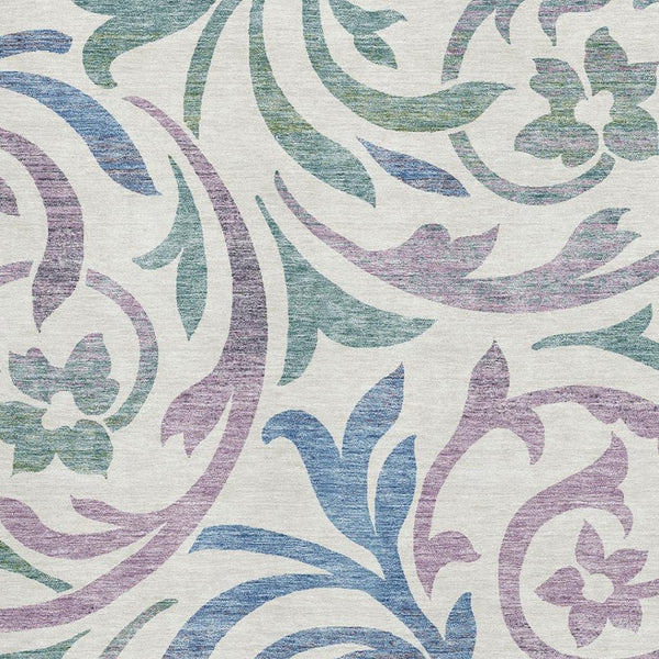HomeRoots 8' X 10' Elegant White Sage and Mauve Floral Area Rug - Washable, Stain-Resistant, UV Protected Design 664156