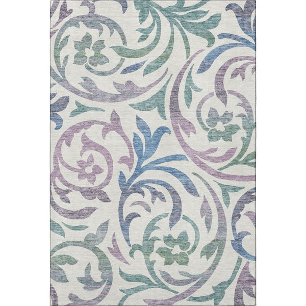 HomeRoots 9' X 12' Elegant Floral Area Rug in White, Sage & Mauve – Washable, UV-Protected & Stain-Resistant! 664157