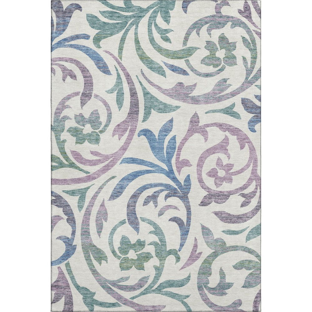 HomeRoots 10' X 14' Elegant Floral Washable Area Rug - Stain-Resistant, UV Protected, Ideal for Family Homes 664158