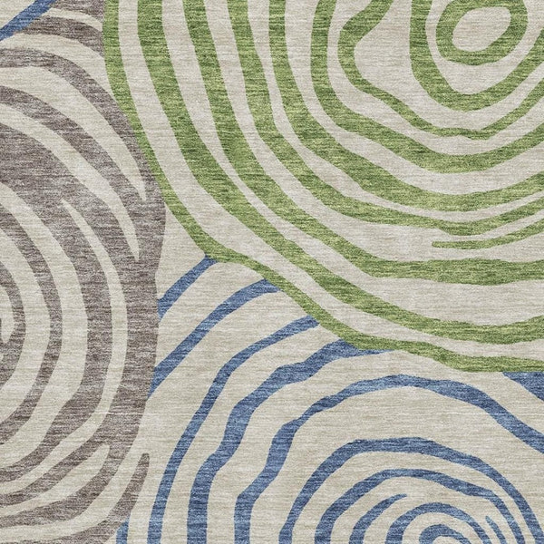 HomeRoots 5' X 8' Beige Green & Blue Abstract Area Rug - Washable, UV Protected, Durable & Stylish Décor Piece 664160