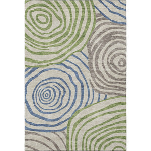 HomeRoots 9' X 12' Abstract Washable Area Rug in Beige, Green & Blue - UV Protected, Stain Resistant, Durable 664163