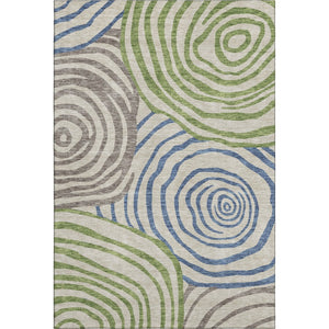 HomeRoots 10' X 14' Washable Area Rug in Beige, Green & Blue - UV Protected, Stain-Resistant, Durable Design! 664164