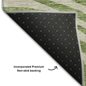 HomeRoots 10' X 14' Washable Area Rug in Beige, Green & Blue - UV Protected, Stain-Resistant, Durable Design! 664164