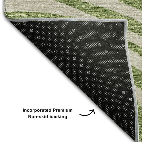 HomeRoots 10' X 14' Washable Area Rug in Beige, Green & Blue - UV Protected, Stain-Resistant, Durable Design! 664164