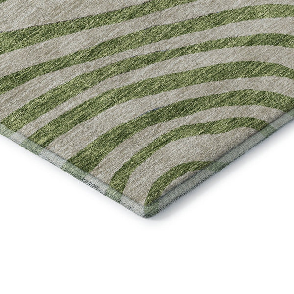 HomeRoots 10' X 14' Washable Area Rug in Beige, Green & Blue - UV Protected, Stain-Resistant, Durable Design! 664164
