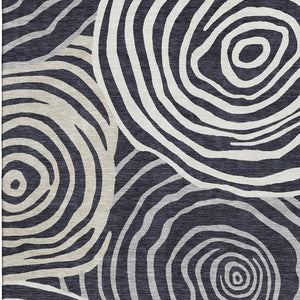 HomeRoots 5' X 8' Modern Black Ivory and Gray Abstract Area Rug - Washable, Durable, UV-Protected Design for Homes 664166