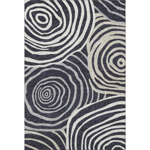 HomeRoots 5' X 8' Modern Black Ivory and Gray Abstract Area Rug - Washable, Durable, UV-Protected Design for Homes 664166